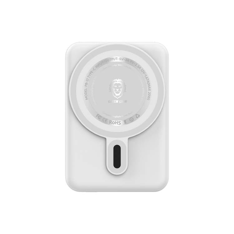 Green Lion Compact Magsafe Powerbank 10000mAh 15W PD 20W with Kick Stand - White - Games Corner