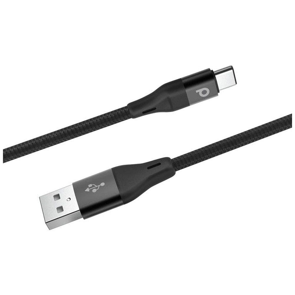 Porodo PD-ACBR12-BK Braided USB A to Type C Black - Games Corner