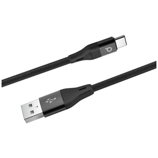 Porodo PD-ACBR12-BK Braided USB A to Type C Black - Games Corner