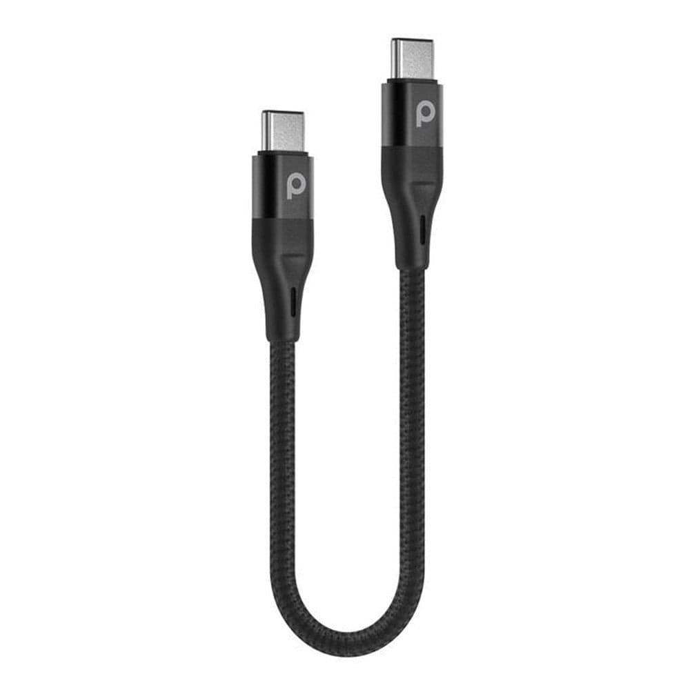 Porodo PD-CCBR025-BK Braided USB C to USB C Cable 0.25m Black - Games Corner