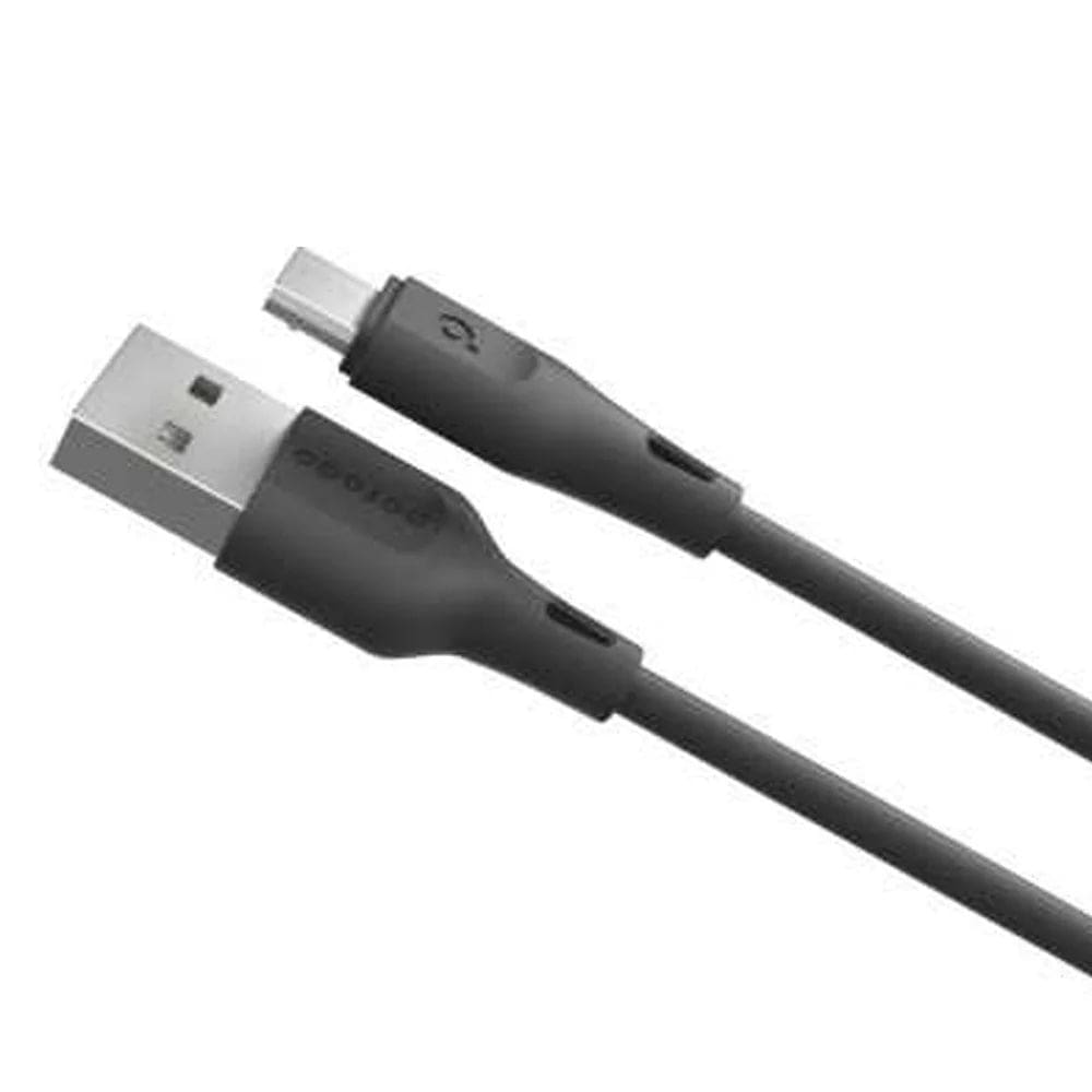 Porodo PD-U12MC-BK PVC Micro USB Cable 1.2m 2.4A Black - Games Corner