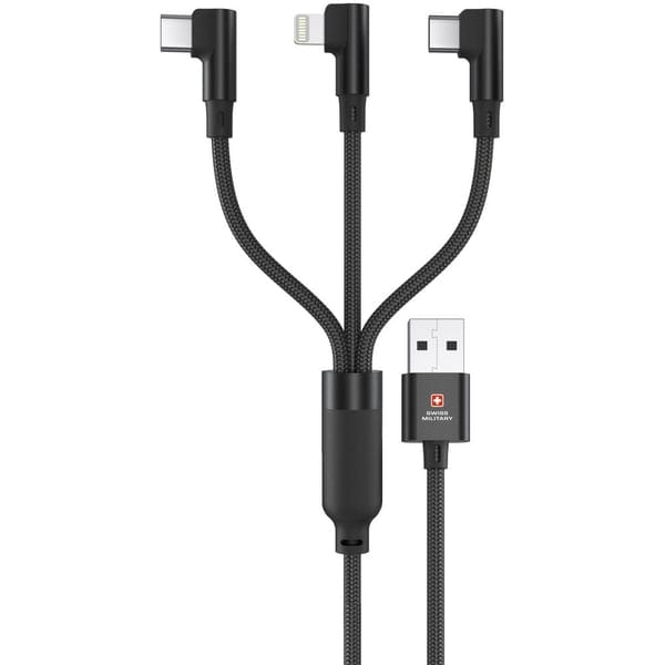 Swiss Military 3 In 1 USB Cable 2m Black - Games Corner