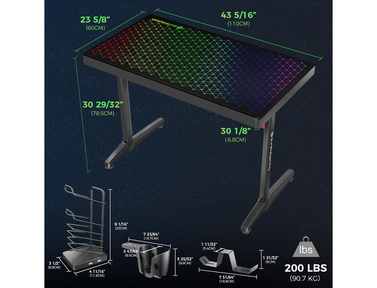 Eureka Gaming General Series GTG-I43 Desk With Glass Desktop - Games Corner