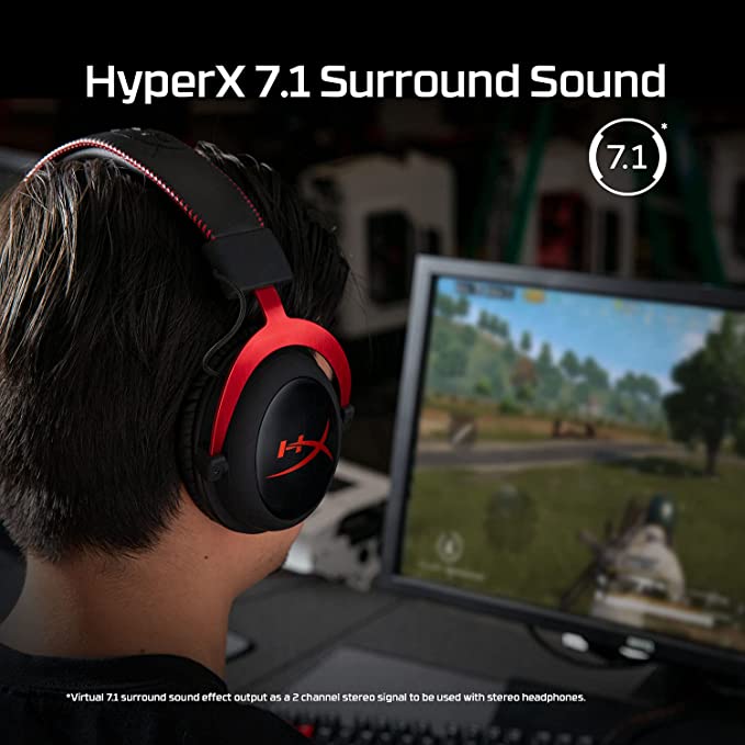 HyperX Cloud II - Gaming Headset, 7.1 Surround Sound, Memory Foam Ear Pads,Works with PC, PS5, PS4, Xbox Series X|S, Xbox One – Red - Games Corner