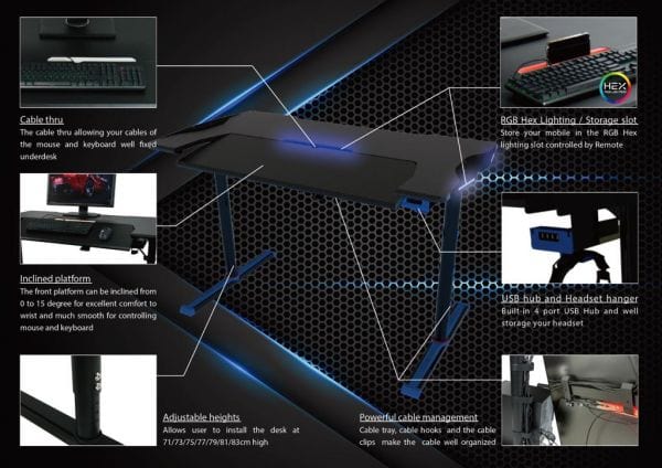 Twisted Minds GDTS-4 RGB Gaming Table Black/red - Games Corner
