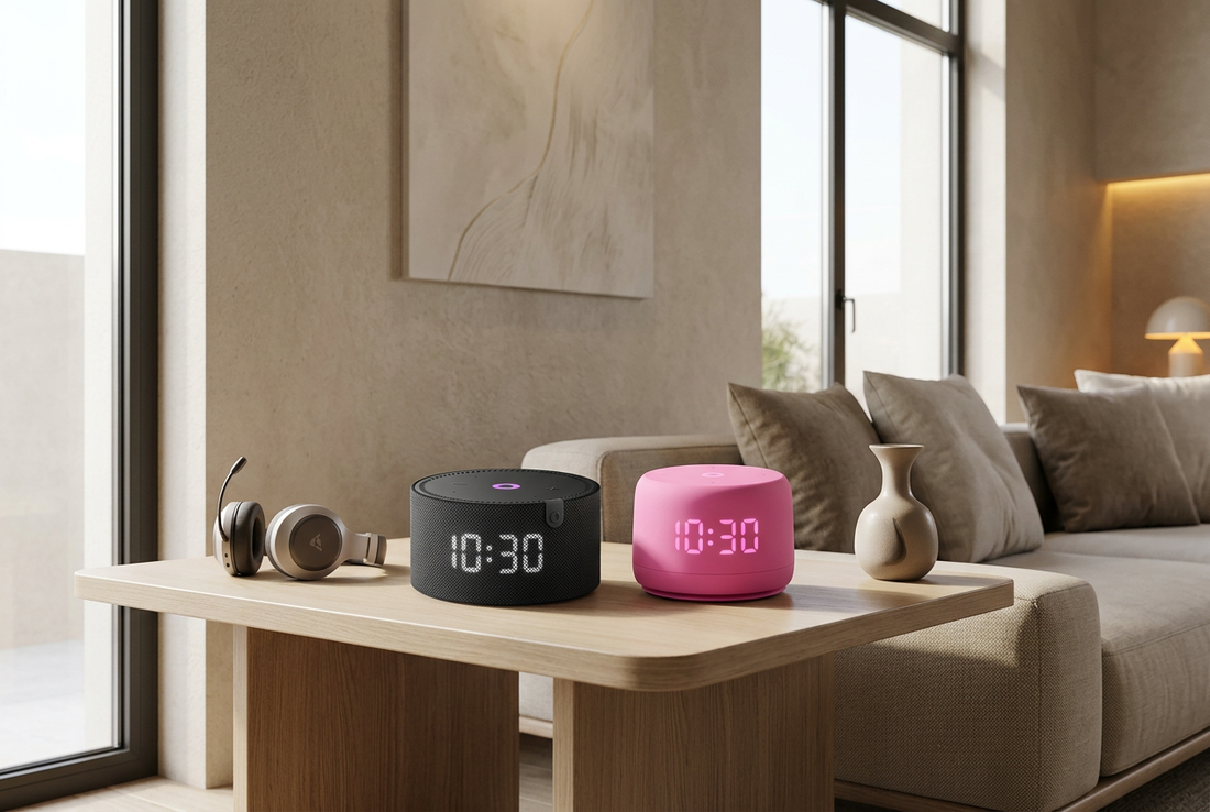 Yango Yasmina Mini and Lite smart speakers in a generated modern home setting.