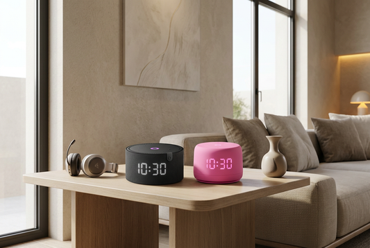 Yango Yasmina Mini and Lite smart speakers in a generated modern home setting.