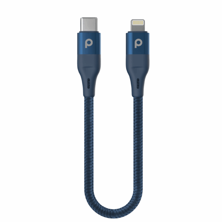 Porodo Braided USB-C Compatible with Lightning PD (9V 0.25m) - Blue (0.25) - PD-CLBRPD025-BU