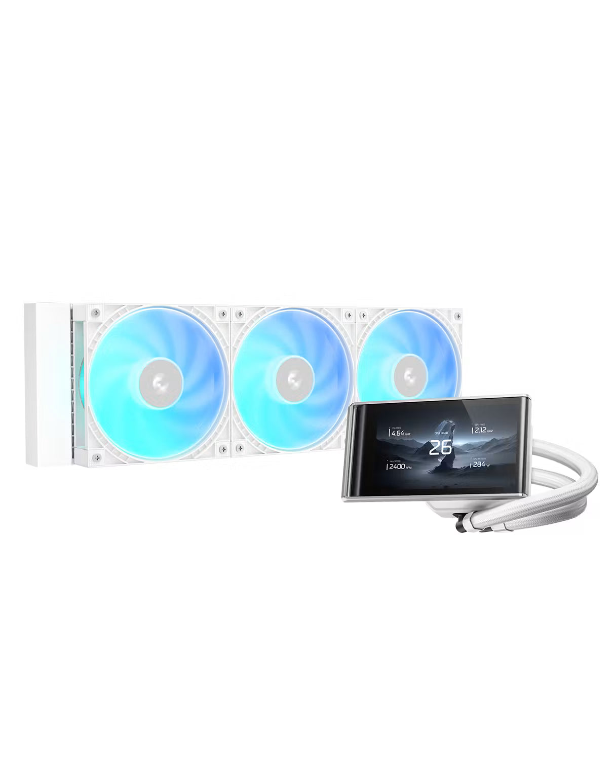 DeepCool LT360 VISION WH ARGB 360mm AIO Liquid CPU Cooler with 4.5" IPS LCD Display - White | Intel LGA1851/1700 & AMD AM5/AM4