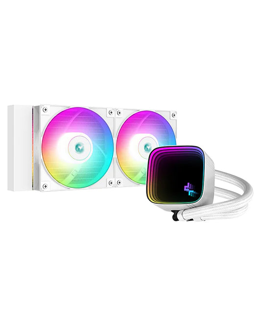 DeepCool LS520 SE AIO Liquid CPU Cooler, RGB Infinity Mirror Cover, 240mm Radiator, 120mm ARGB PWM Fans, 500~2250 RPM Fan Speed, 85.85 CFM Airflow, LGA1700/1200/ AMDAM5/AM4, White