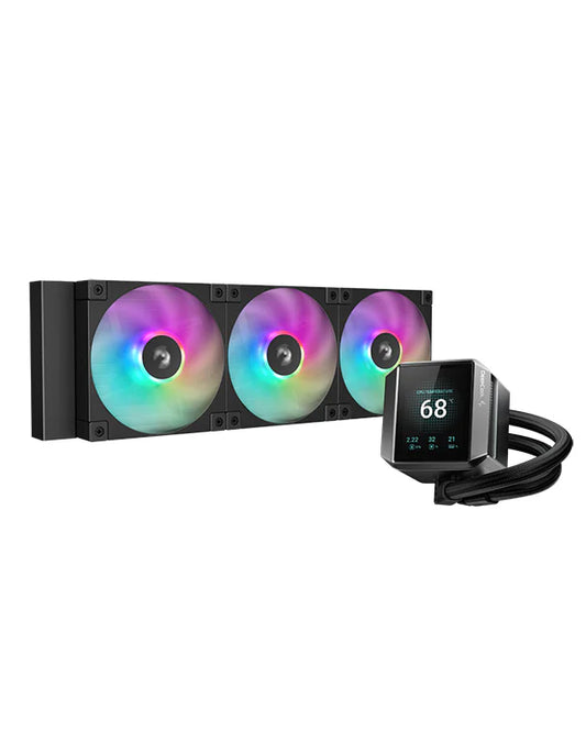DeepCool Mystique 360mm ARGB Liquid Cooler - Black - LCD Display -