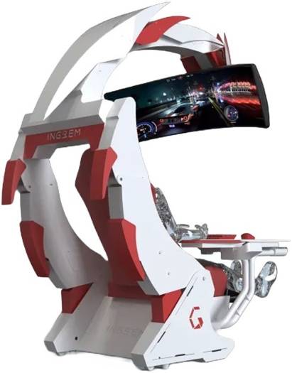 DXRacer Ingrem G1 Gaming Pod, High Strength Support 49 Monitor, Two Stage Boom Adjustment, One Button Start Intelligent Control, Red/White 6973193060158