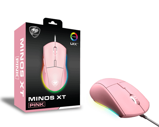 Cougar Minos XT Gaming Mouse, Six Fully Customizable Buttons, 4000 DPI, 3 zone 16.8 million colors, ADNS-3050 Optical - Pink