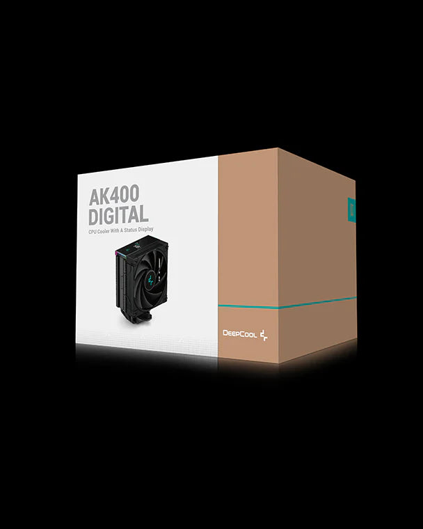 Deepcool AK400 Digital CPU Air Cooler Mighty 220W TDP 4 Copper Heatpipes Single-Tower CPU Cooler With Status Display Screen And ARGB Led Strips 120mm FDB Fan For LGA 1700/1200/1151/1150/1155/Am5/Am4