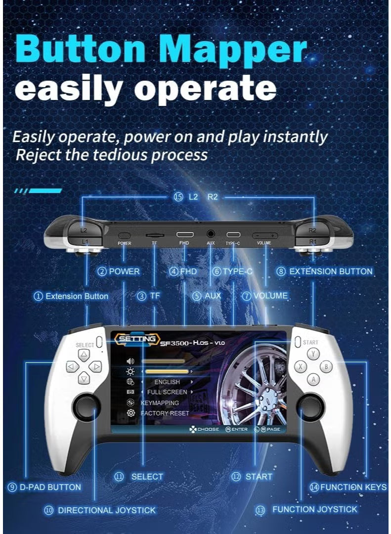 SF3500 Retro Handheld Game Console - White/Black