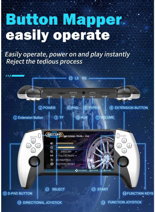 SF3500 Retro Handheld Game Console - White/Black