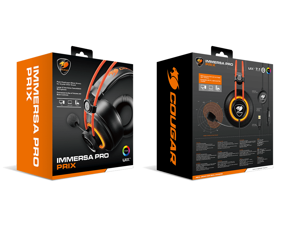 Cougar Immersa Pro Prix Wired On Ear Gaming Headset Black