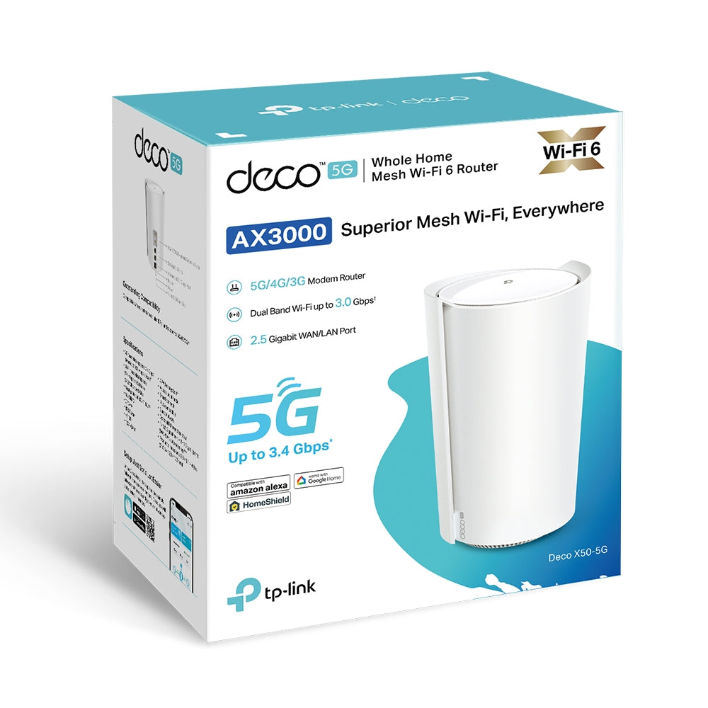 TP-Link Deco X50-5G, 5G AX3000, Whole Home Mesh WiFi 6 Gateway,router