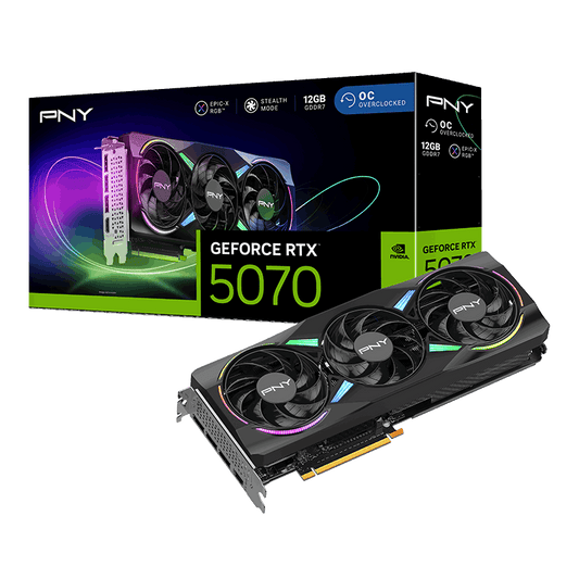 PNY GeForce RTX™ 5070 ARGB EPIC-X RGB™ Overclocked Triple Fan GPU