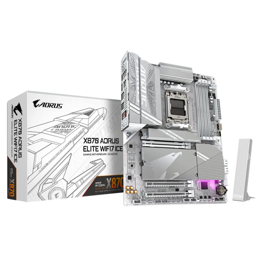 GIGABYTE X870 AORUS Elite WIFI7 ICE AMD AM5 LGA 1718 Motherboard, ATX, DDR5, 4X M.2, PCIe 5.0, USB4, WIFI7, 2.5GbE LAN, EZ-Latch