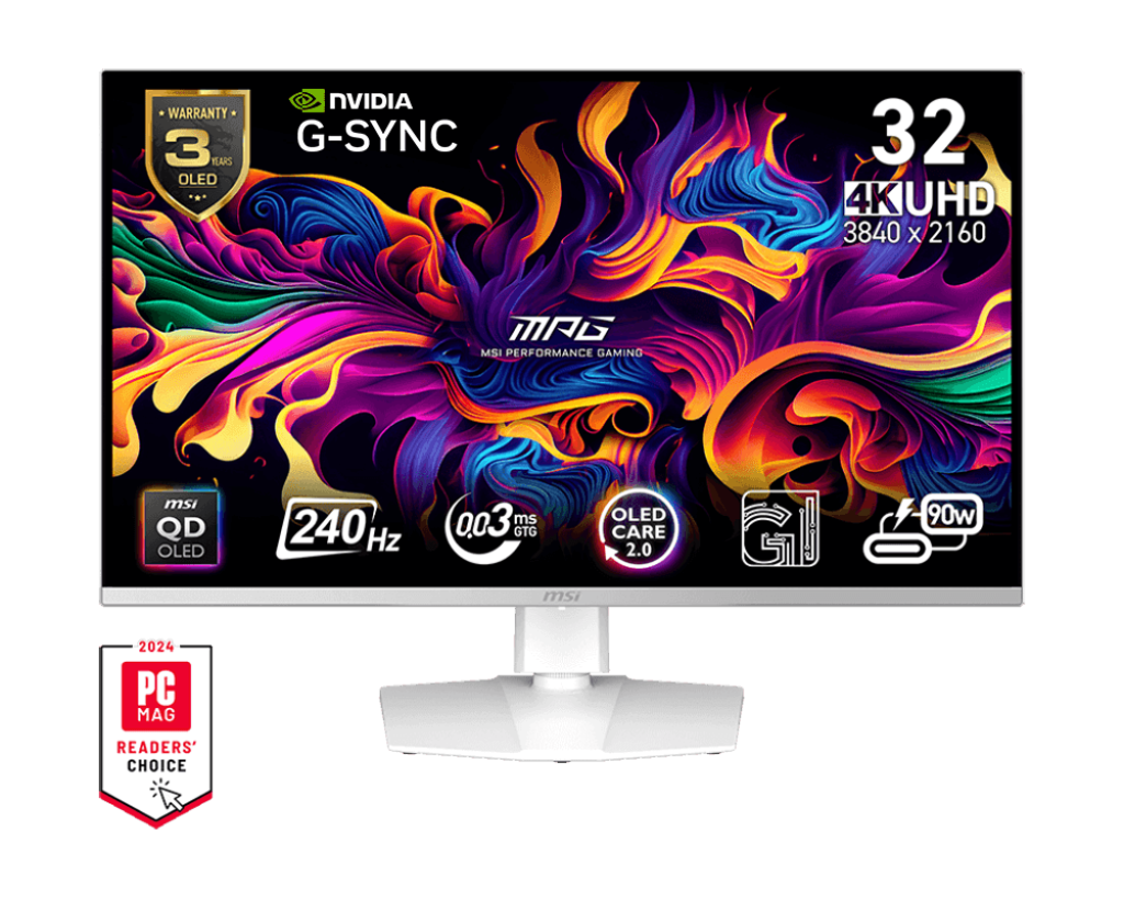MSI MPG 321URXW QD-OLED White 31.5″ 4K UHD 240Hz Gaming Monitor