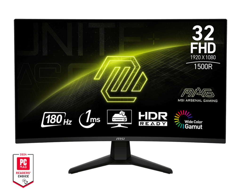 MSI MAG 32C6 32″ FHD Curved Gaming Monitor – 1500R VA Panel, 180Hz, 1ms, AI Vision, Adaptive-Sync