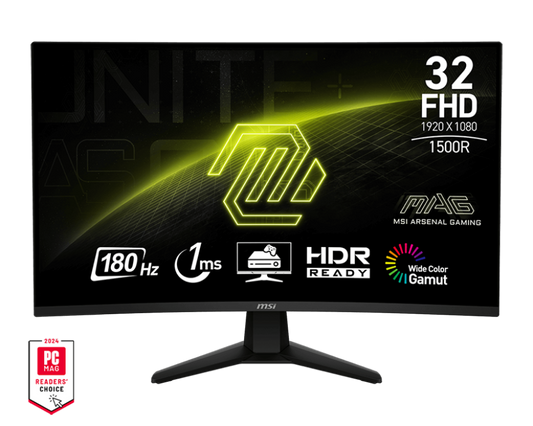 MSI MAG 32C6 32″ FHD Curved Gaming Monitor – 1500R VA Panel, 180Hz, 1ms, AI Vision, Adaptive-Sync