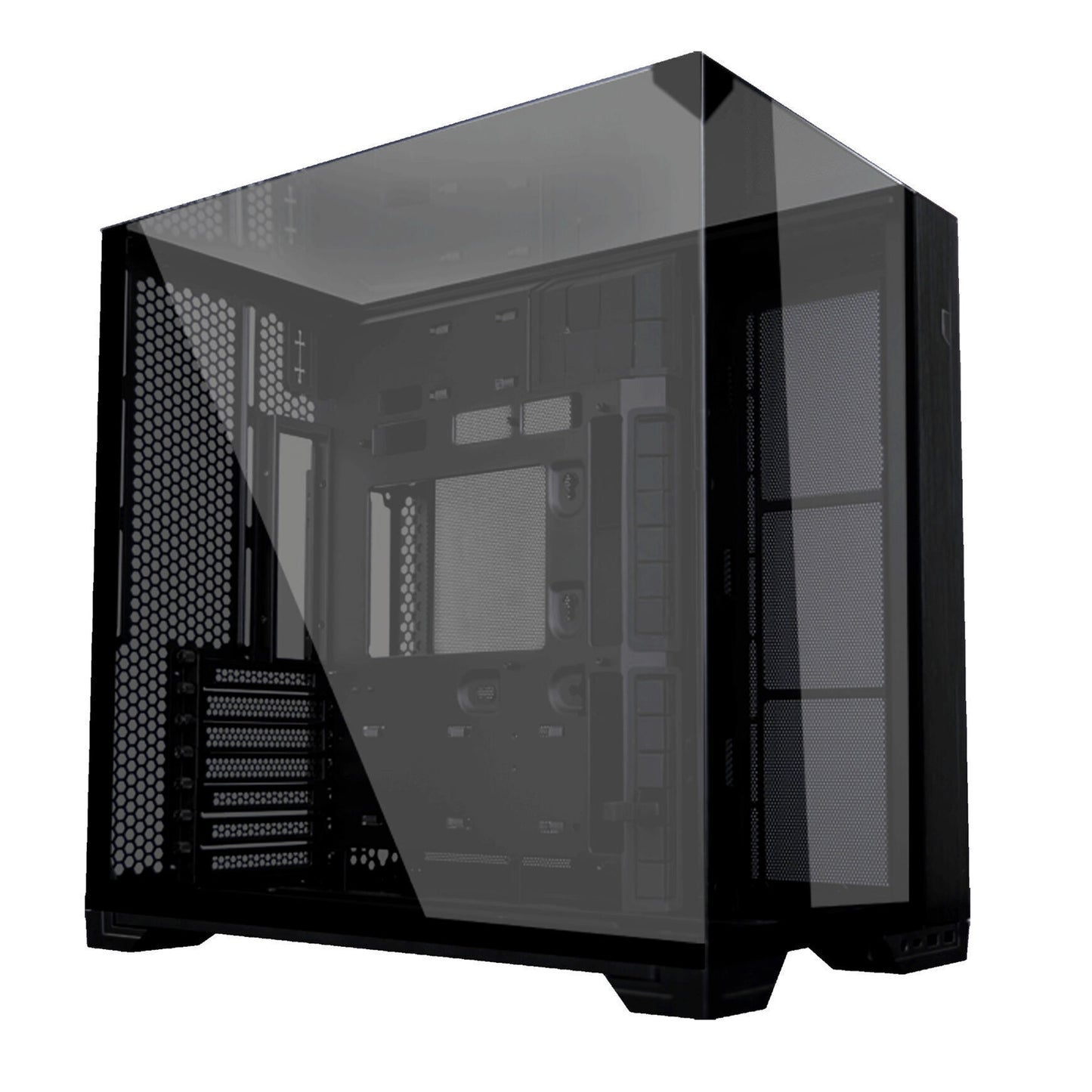 Lian Li O11 Vision Compact Tower Computer Case, Up to 360mm Radiator & 9x 120mm Fan Support, 1x 4mm & 1x 3mm Tempered Glass Panels, Steel & Aluminum Materials, Black