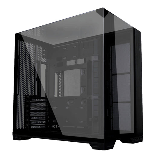 Lian Li O11 Vision Compact Tower Computer Case, Up to 360mm Radiator & 9x 120mm Fan Support, 1x 4mm & 1x 3mm Tempered Glass Panels, Steel & Aluminum Materials, Black