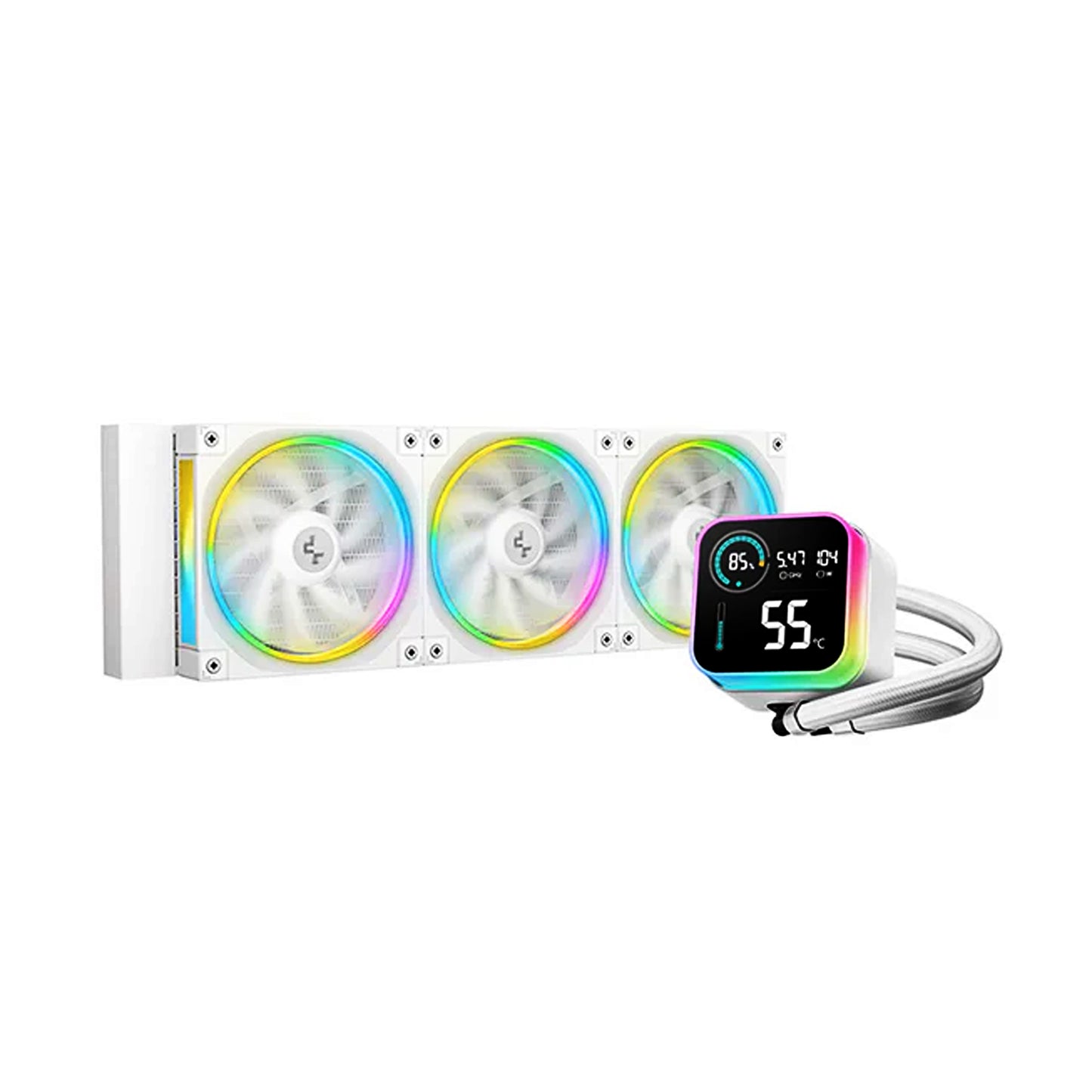 DeepCool LQ360 AIO Liquid CPU Cooler, Segment LCD Display, 360mm Radiator,White