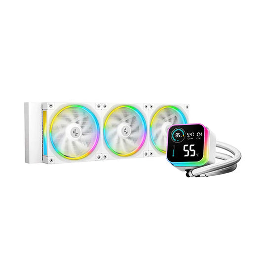 DeepCool LQ360 AIO Liquid CPU Cooler, Segment LCD Display, 360mm Radiator,White