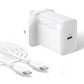 Anker 312 Powerport 20W 1C PD bundle with 3ft C-C Cable White, B2347K21