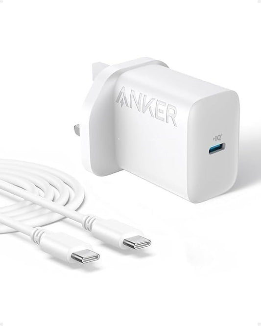 Anker 312 Powerport 20W 1C PD bundle with 3ft C-C Cable White, B2347K21