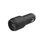 Belkin Dual USB Car Charger 24W + Lightning Cable (Boost Charge Dual Port Car Charger, 2-Port USB Car Charger)