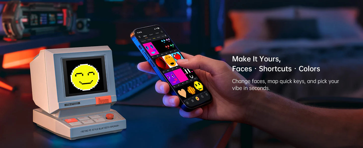 Divoom MiniToo Retro Pixel Bluetooth Speaker A retro pixel speaker