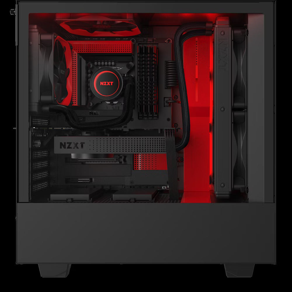 NZXT H510i - Compact ATX Mid-Tower PC Gaming Case - Front I/O USB Type-C Port - Vertical GPU Mount - Tempered Glass Side Panel - Integrated RGB Lighting- Water-Cooling Ready - Black/Red