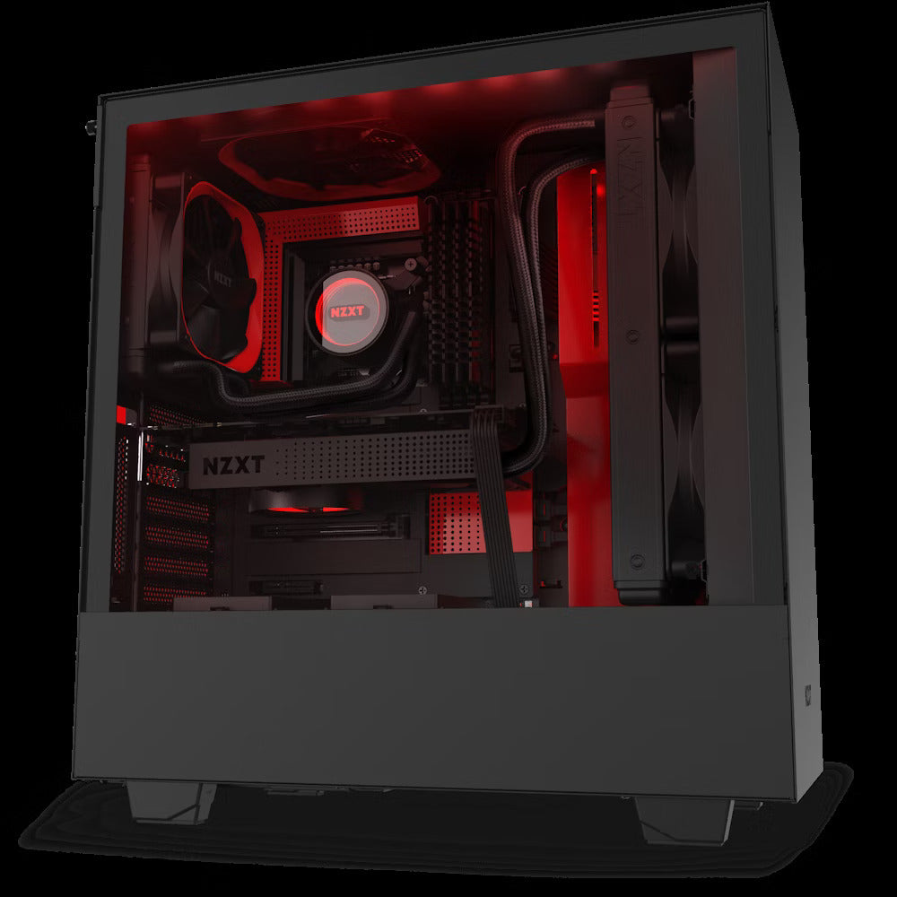 NZXT H510i - Compact ATX Mid-Tower PC Gaming Case - Front I/O USB Type-C Port - Vertical GPU Mount - Tempered Glass Side Panel - Integrated RGB Lighting- Water-Cooling Ready - Black/Red