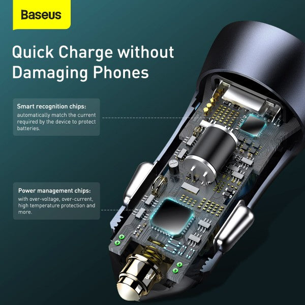 Product  Product   Product   Product   Product   Product   Product Baseus Golden Contactor Pro Dual Quick Charger Car Charger USB and Type C 40W - Dark Gray