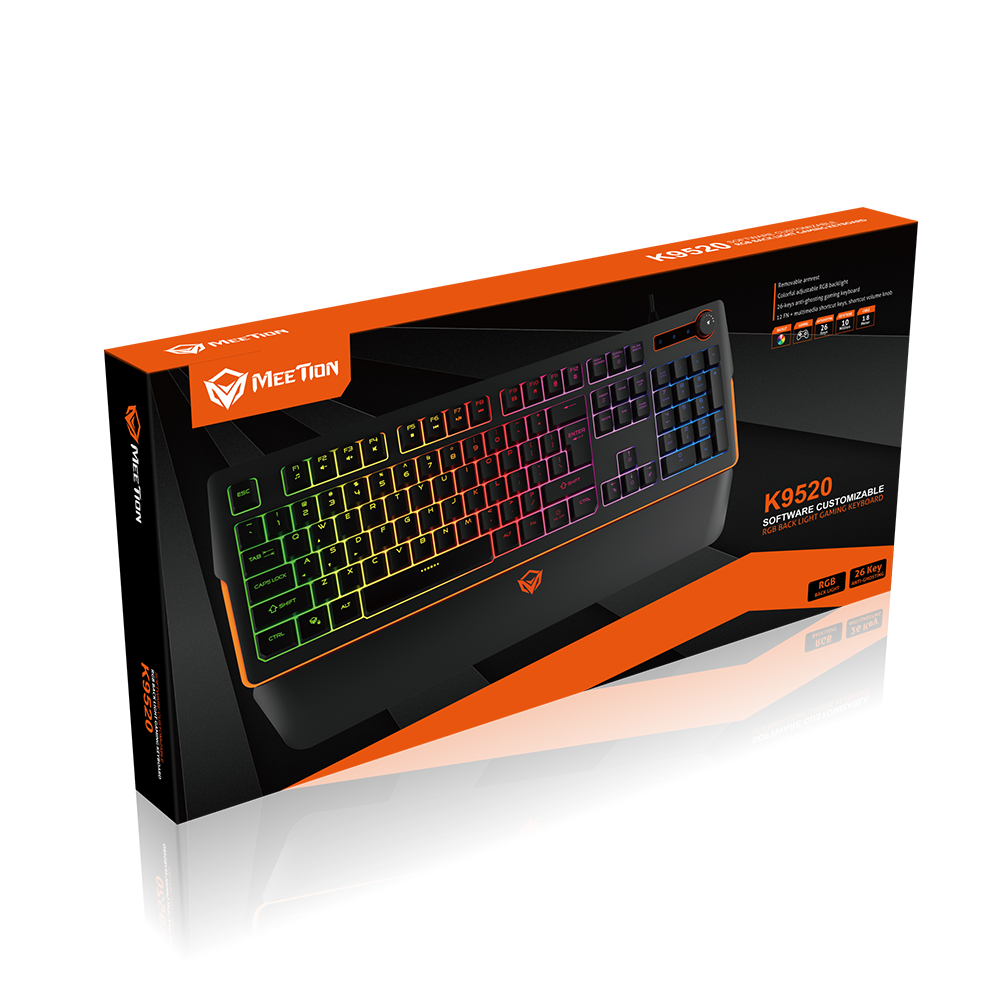 MEETION Gaming Keyboard with LED backlight RGB Magnetic Wrist Rest Keyboard for Gaming MT-K9520