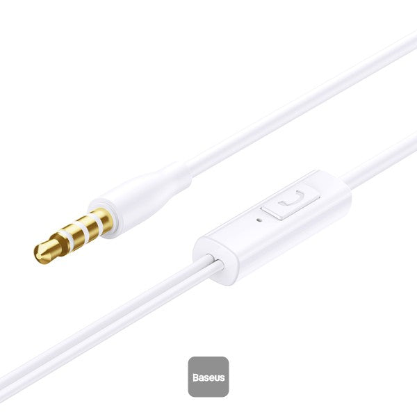 Baseus Encok HZ11 3.5mm Jack Wired Earphone, Universal Headset In-Ear Headphone With Mic - white