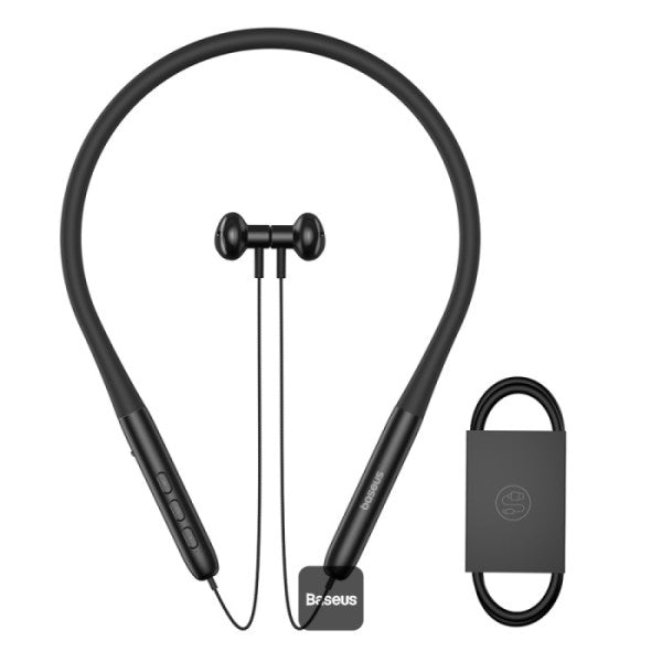 Baseus Bowie P1 Neckband Wireless Earphones - 30H Playtime, V5.2 Bluetooth Headphones, Magnetic In-Ear Earbuds, IPX5 Waterproof - Black