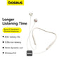 Baseus Bowie P1 Neckband Wireless Earphones - 30H Playtime, V5.2 Bluetooth Headphones, Magnetic In-Ear Earbuds, IPX5 Waterproof - White