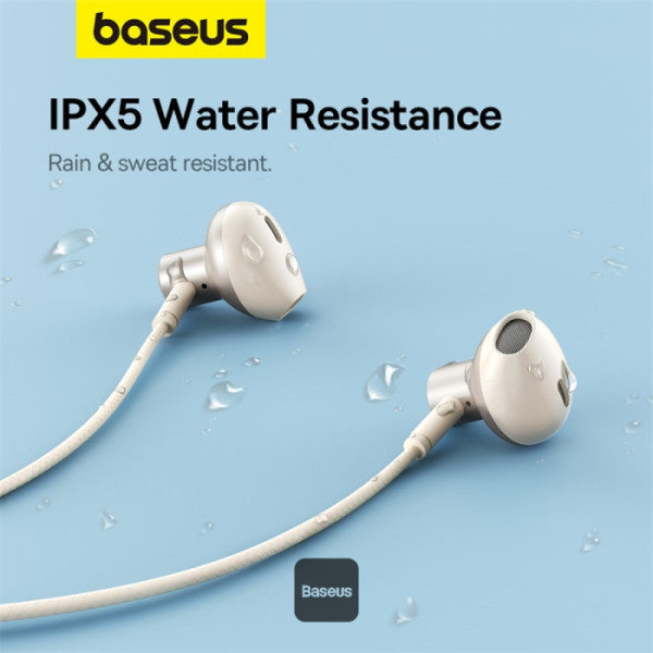 Baseus Bowie P1 Neckband Wireless Earphones - 30H Playtime, V5.2 Bluetooth Headphones, Magnetic In-Ear Earbuds, IPX5 Waterproof - White