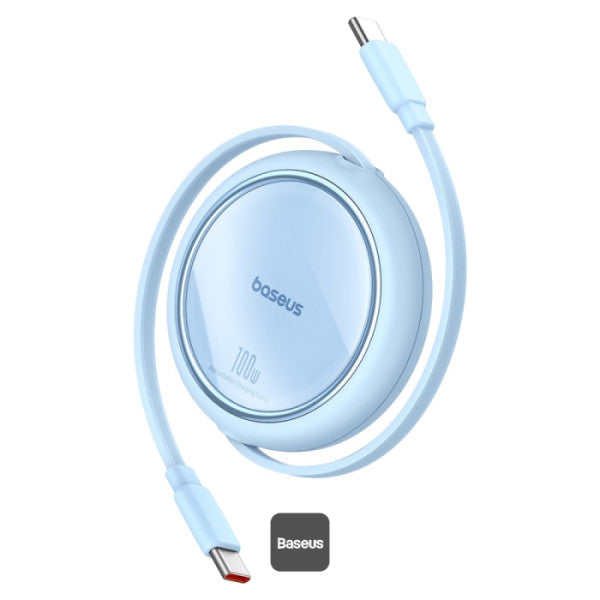 Baseus 100W Free2 Draw Mini Both-Way Retractable Type C to Type C Fast Charging Data Cable 1M - Blue, P10364500311-00