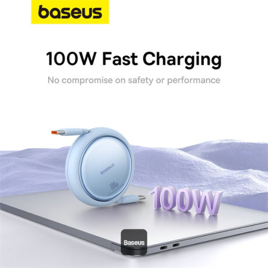 Baseus 100W Free2 Draw Mini Both-Way Retractable Type C to Type C Fast Charging Data Cable 1M - Blue, P10364500311-00