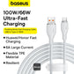 Baseus Pudding Series Fast Charging Cable With High-Speed Data Transmission USB-A to Type-C 100W 6A 1.2M - White