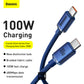 Baseus Crystal Shine Series 100W Fast Charging Cable Type-C to Type-C - 480Mbps Data Cable - 1.2M - Blue