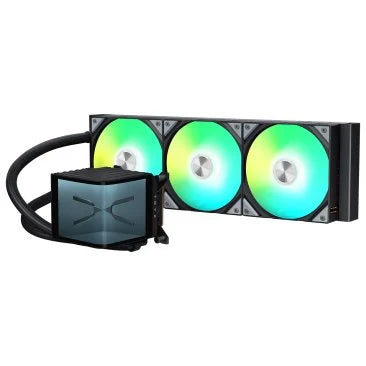 Tryx Panorama ARGB 360 Liquid CPU Cooler, 6.5" AMOLED L-Shaped Display SETEK 8th Generation V2 Water Pump - Black - L-P360A-AS3M-G1K
