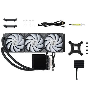 Tryx Panorama ARGB 360 Liquid CPU Cooler, 6.5" AMOLED L-Shaped Display SETEK 8th Generation V2 Water Pump - Black - L-P360A-AS3M-G1K