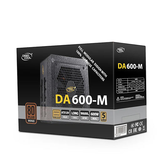 Deepcool DA600-M 80 Plus Bronze certified 600W Power Supply,140mm PWM Silent Fan,DP-BZ-DA600-MFM